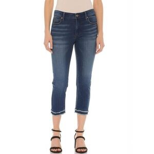ANN TAYLOR LOFT Capri Jeans Womens Size 8/29 Blue Frayed‎ Double Hem